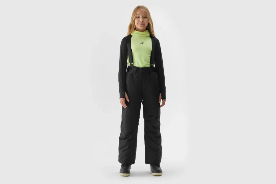 Spodnie narciarskie z szelkami Membrana 8000 Dla Dziewczynek - Czarne